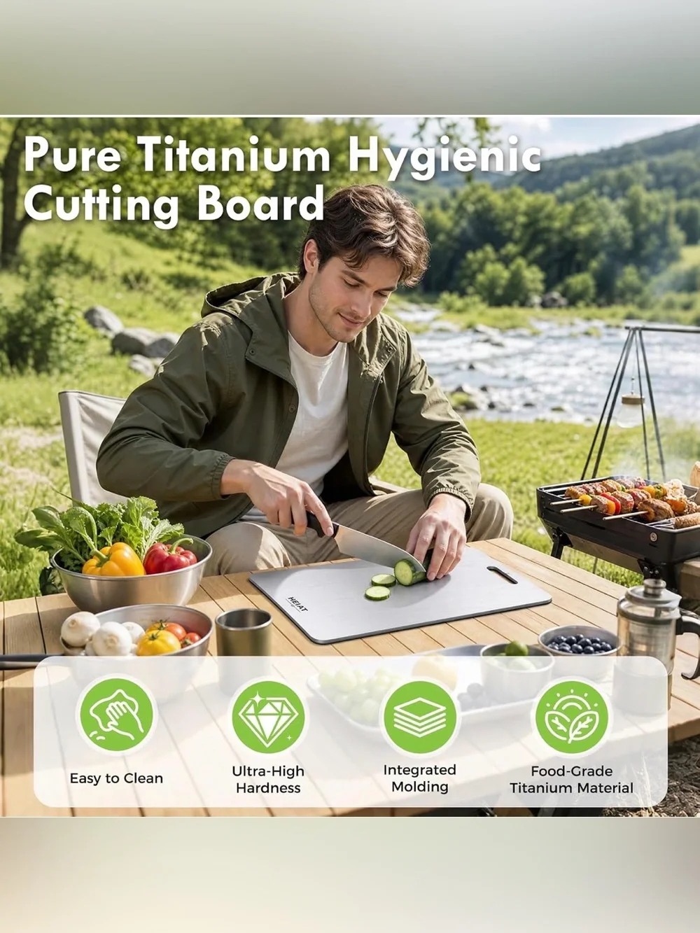 Titanium Cutting Board, 100% Pure Titanium Cutting Boards for Kitchen